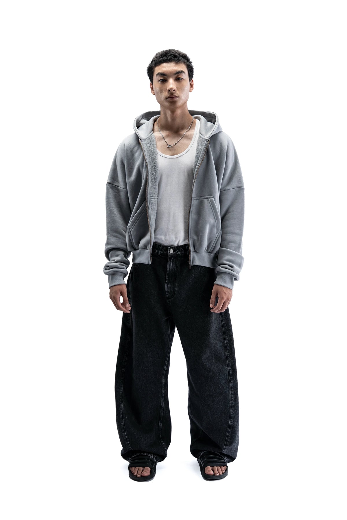Heavy Pima Fleece Cropped Zip - Underworld