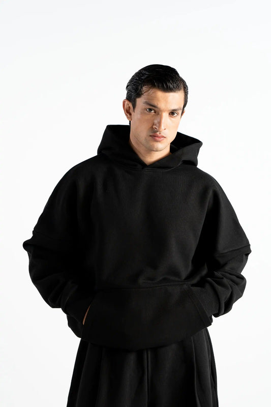 Y27 Premium Heavy Boxy Organic Hoodie — Midnight Black [520 GSM]