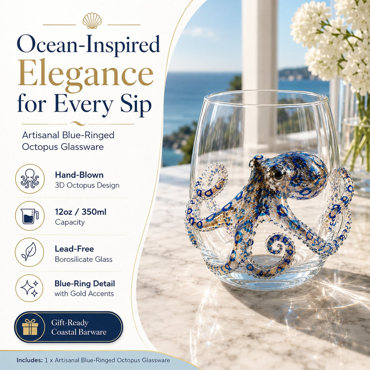 🔥LAST DAY 50% OFF - 🌊 3D Ocean Animal Artisan Glassware Collection for Fresher Sips, Coastal Elegance & Elevated Home Bar Vibes