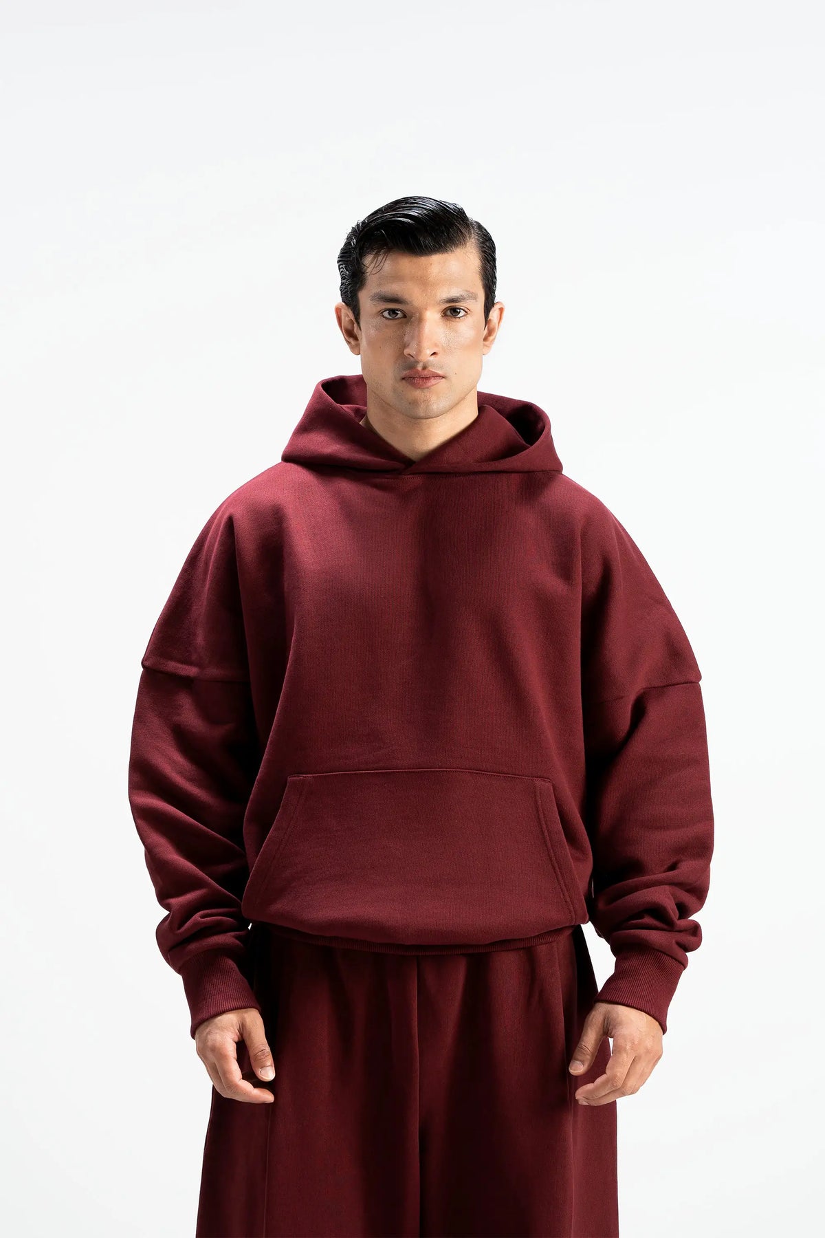 Premium Heavy Boxy Organic Hoodie — Maroon [520 GSM]