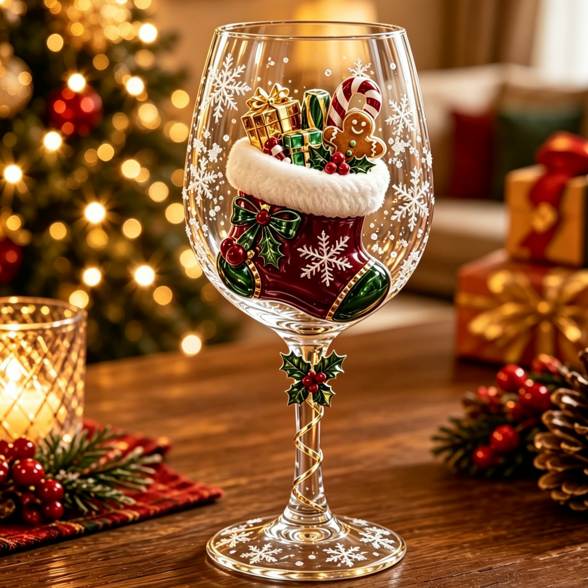 🎄Christmas Glass Art Cup🍷