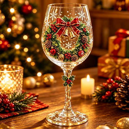🎄Christmas Glass Art Cup🍷