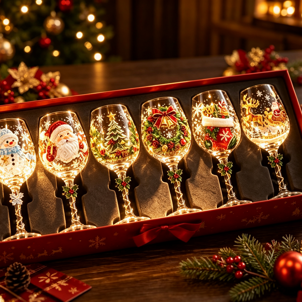🎄Christmas Glass Art Cup🍷