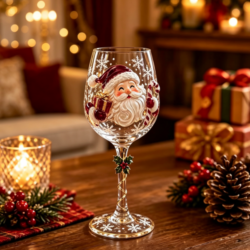 🎄Christmas Glass Art Cup🍷