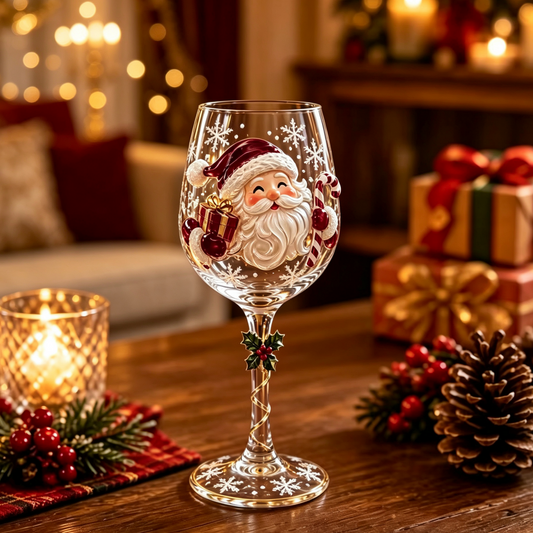 🎄Christmas Glass Art Cup🍷