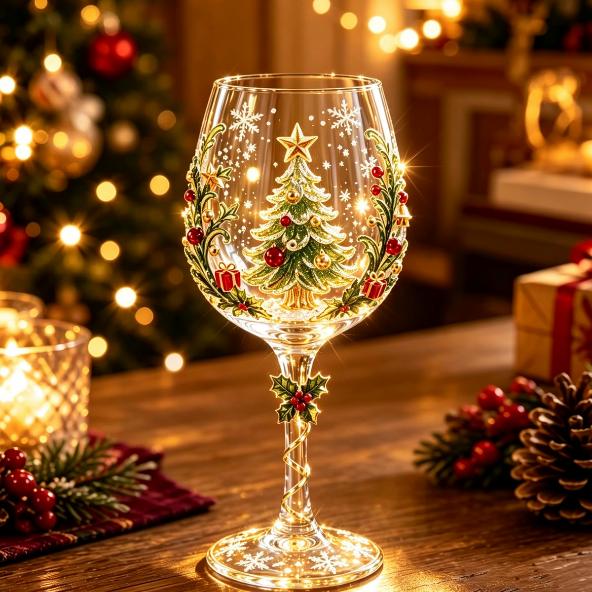🎄Christmas Glass Art Cup🍷