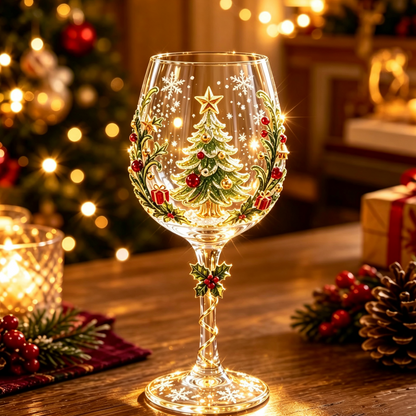 🎄Christmas Glass Art Cup🍷
