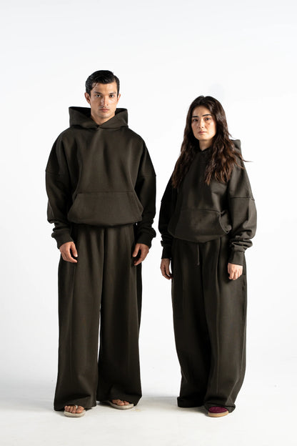 Ultra Heavy 520GSM Organic Hoodie+Baggy Pleat Sweats Volcanic Ash