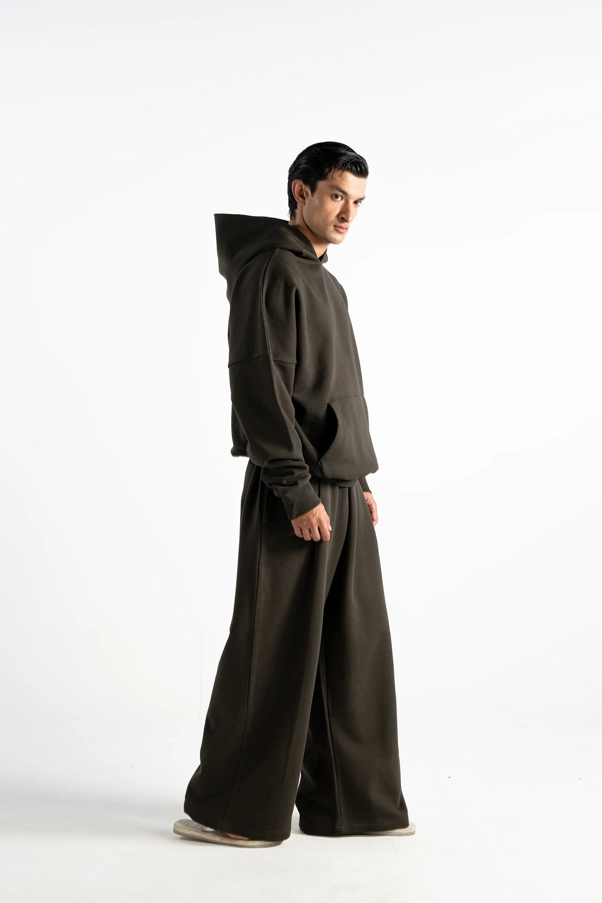 Ultra Heavy 520GSM Organic Hoodie+Baggy Pleat Sweats Volcanic Ash