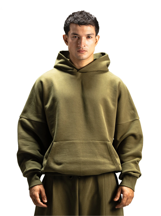 Y27 Premium Heavy Boxy Organic Hoodie — Burnt Olive [520 GSM](Preorder)