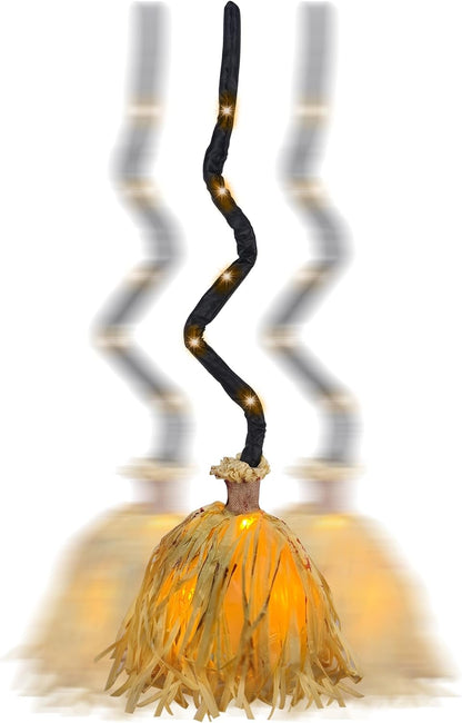 DR.DUDU 35" Witches Broom Animated Halloween Decor Witch Broomstick, Purple