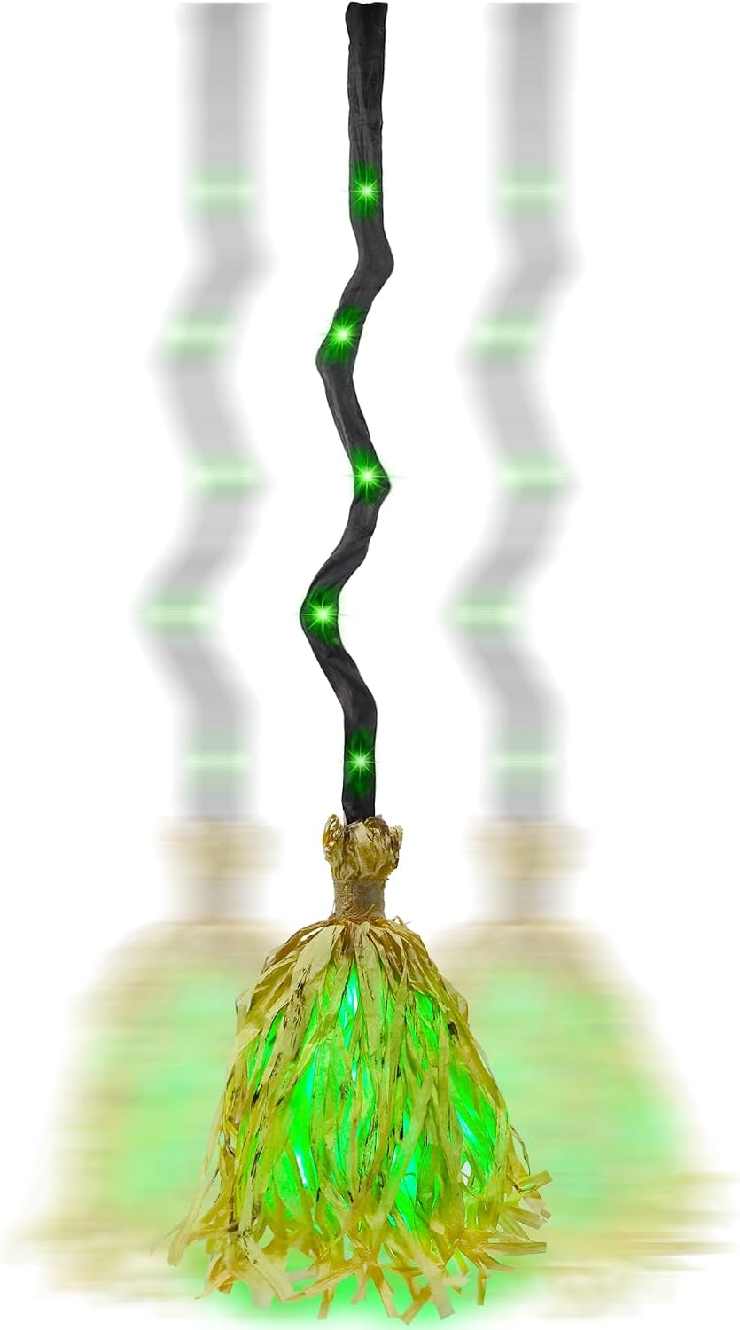 DR.DUDU 35" Witches Broom Animated Halloween Decor Witch Broomstick, Purple