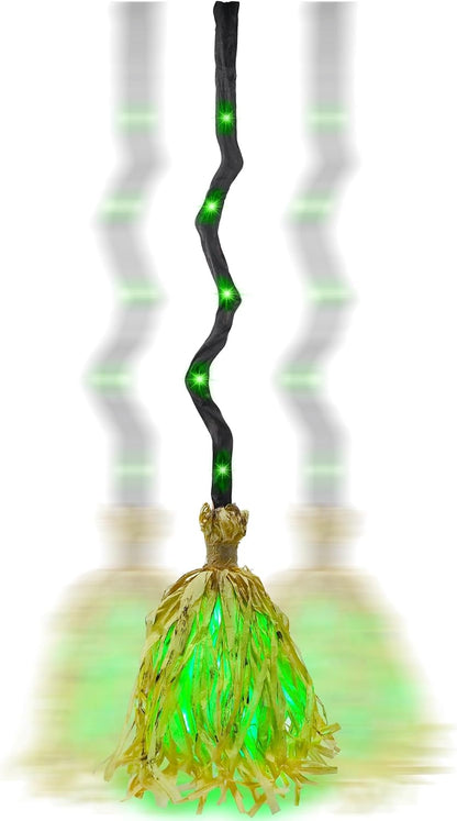 DR.DUDU 35" Witches Broom Animated Halloween Decor Witch Broomstick, Purple
