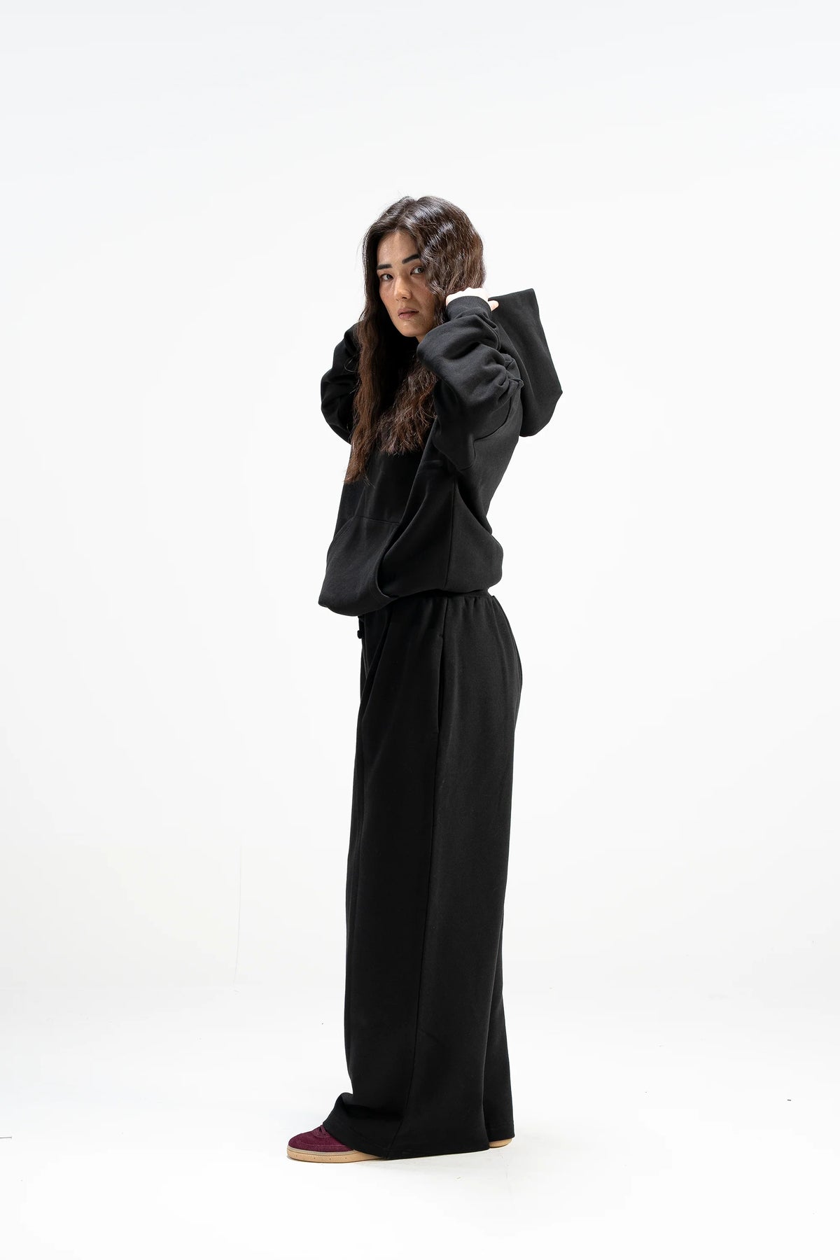Ultra Heavy 520GSM Organic Hoodie+Baggy Pleat Sweats Midnight Black (Preorder)