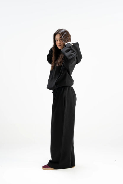 Ultra Heavy 520GSM Organic Hoodie+Baggy Pleat Sweats Midnight Black (Preorder)