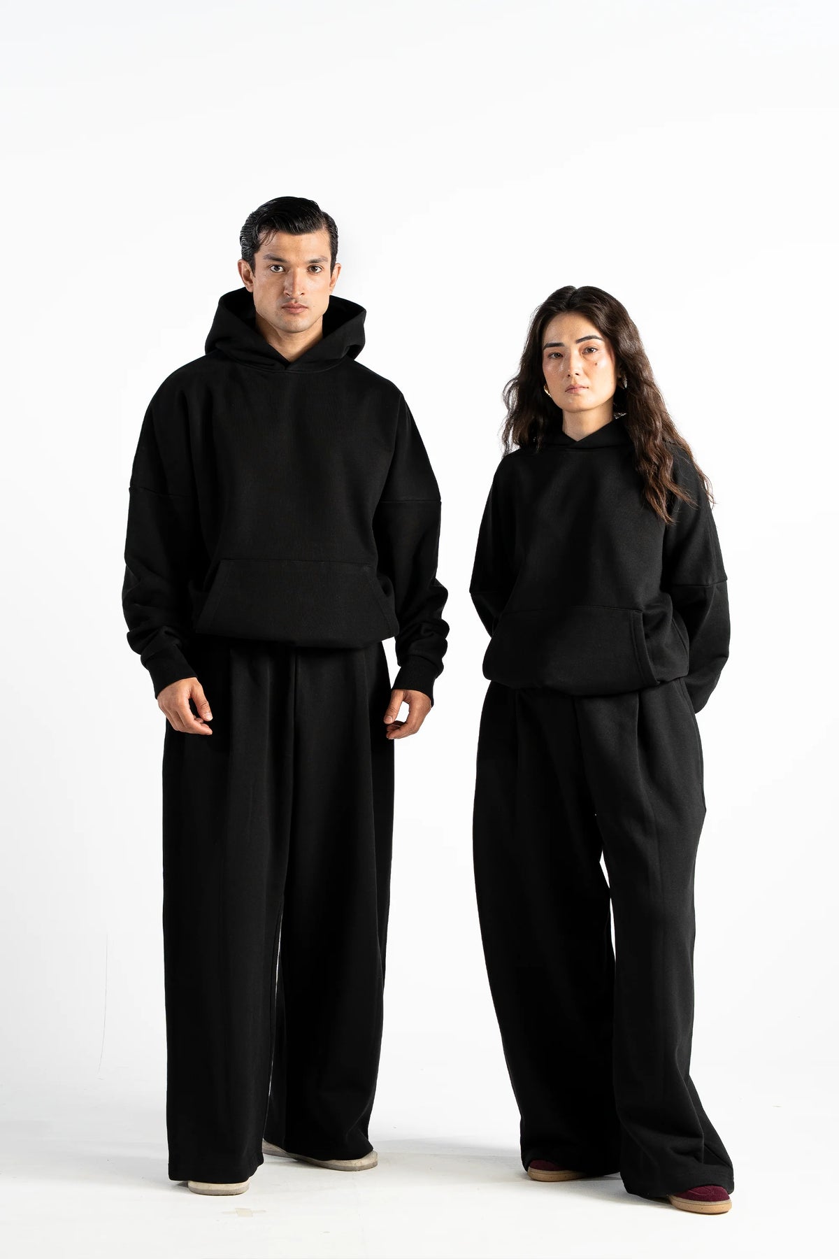 Ultra Heavy 520GSM Organic Hoodie+Baggy Pleat Sweats Midnight Black (Preorder)