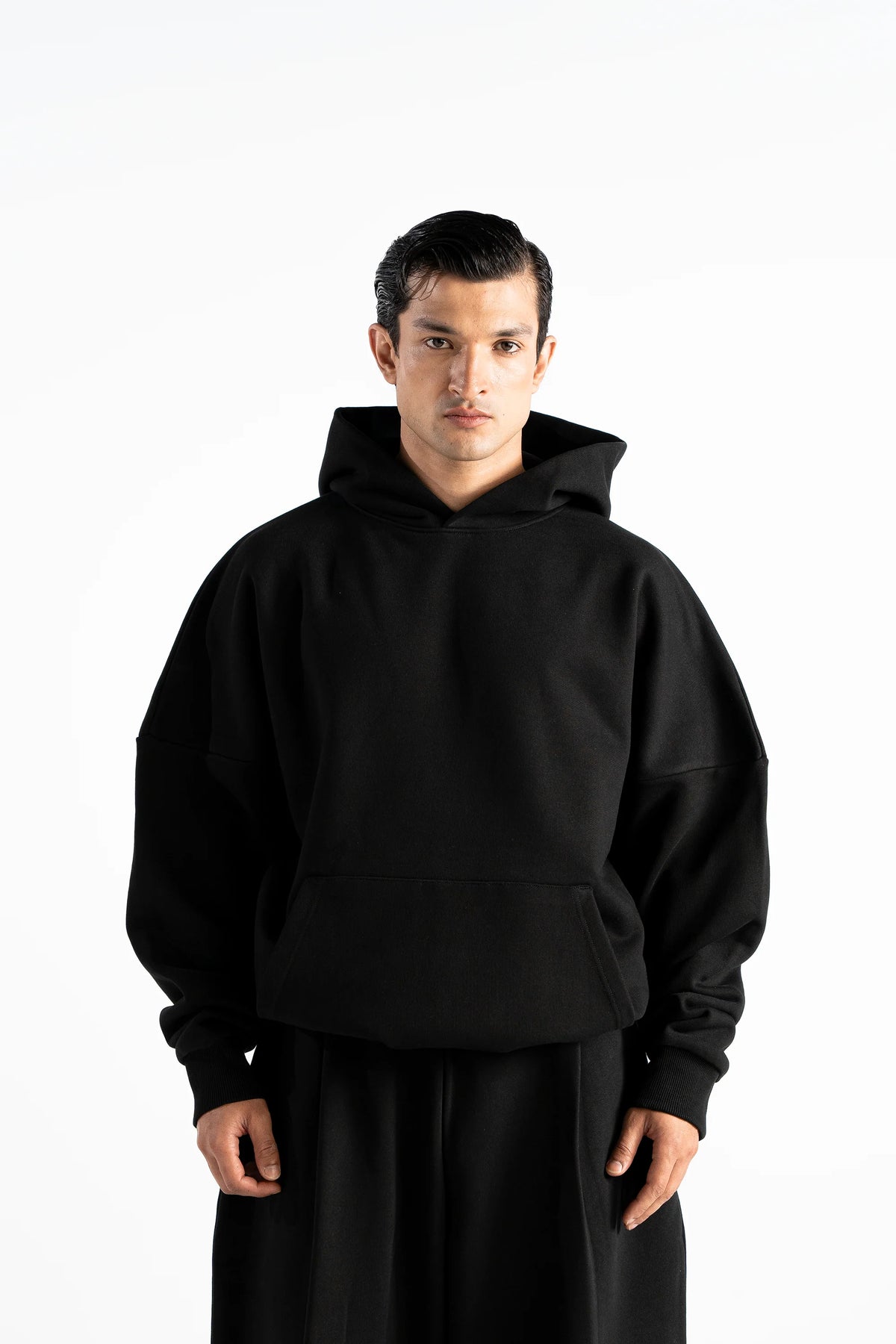 Ultra Heavy 520GSM Organic Hoodie+Baggy Pleat Sweats Midnight Black (Preorder)