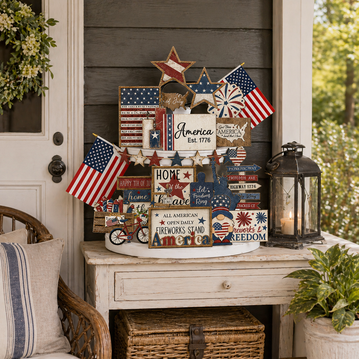 🔥Most Popular in 2026🔥25-Piece Patriotic Tiered Tray Decor Set