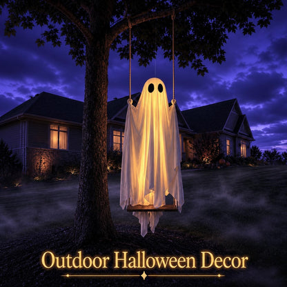 Large 5ft Pre-Assembled Hanging Swing Ghost Halloween Decorations Outdoor