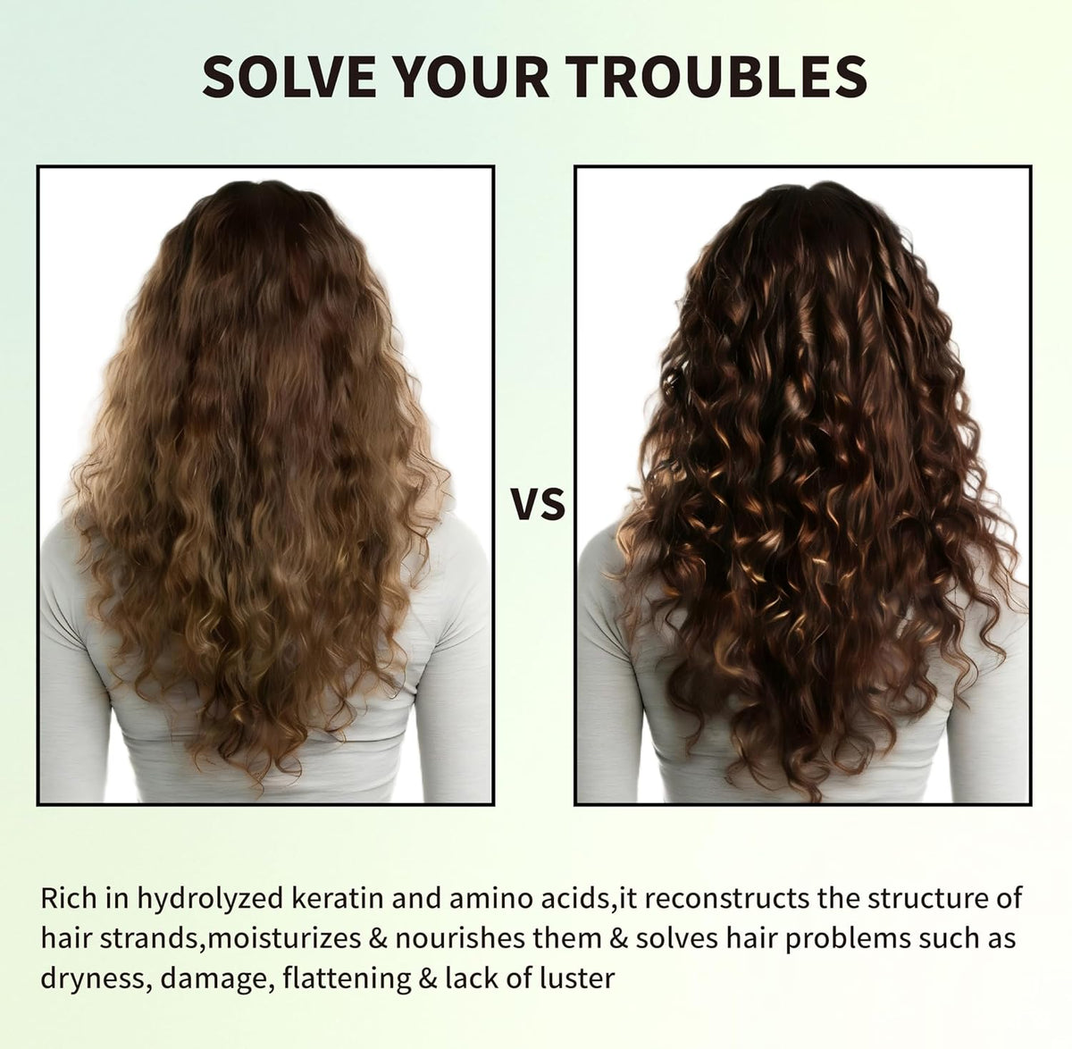 Keratin Repair Hair Mask (300ml) – Alcohol-Free Haircare Conditioning Mask for Curl 3A-4C Hair, Anti-Frizz, Color-Treated Care, Cuticle Sealing Hair Masks