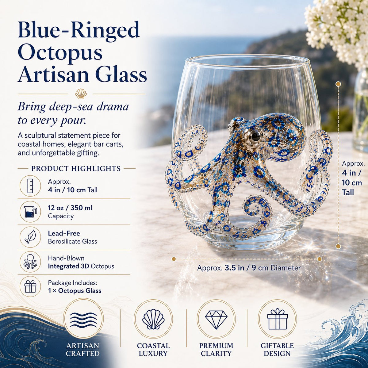 🔥LAST DAY 50% OFF - 🌊 3D Ocean Animal Artisan Glassware Collection for Fresher Sips, Coastal Elegance & Elevated Home Bar Vibes