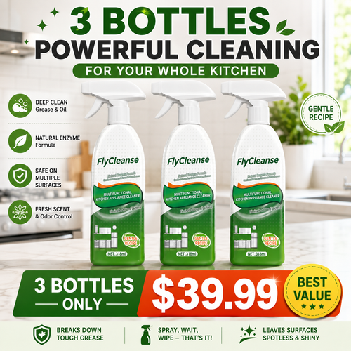 3-Bottle Kitchen Grease & Oil Stain Remover – Heavy-Duty Cooktop & Range Hood Cleaner