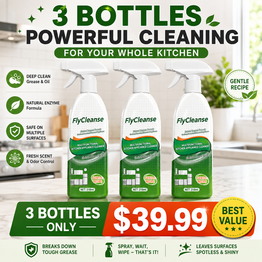 3-Bottle Kitchen Grease & Oil Stain Remover – Heavy-Duty Cooktop & Range Hood Cleaner