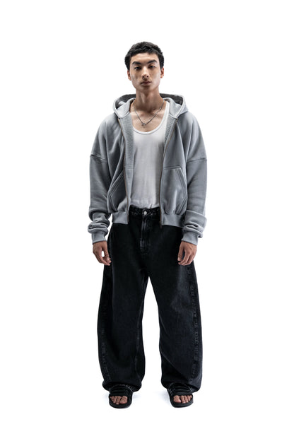 Heavy Pima Fleece Cropped Zip - Underworld