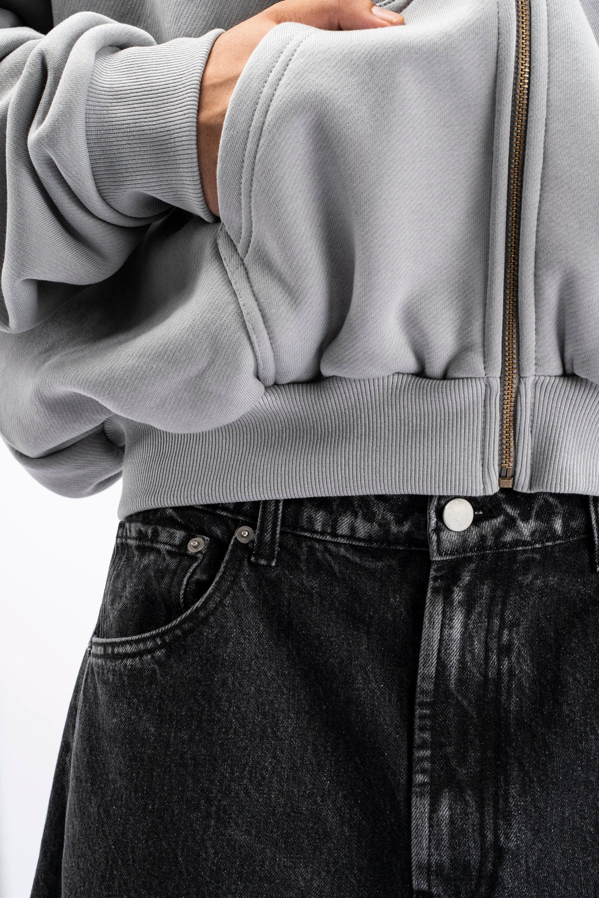 Heavy Pima Fleece Cropped Zip - Underworld