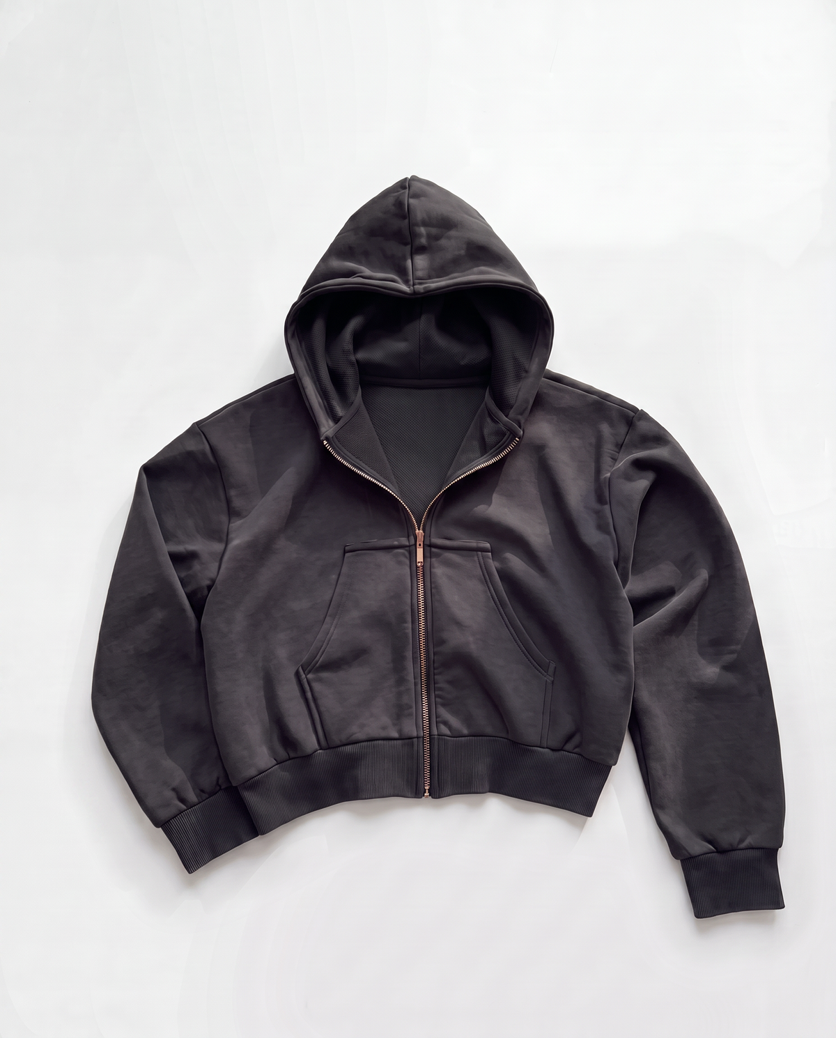 Heavy Pima Fleece Cropped Zip - Phantom