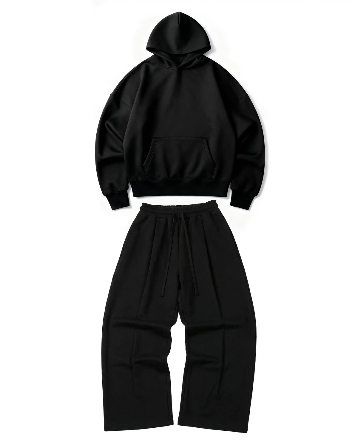 Ultra Heavy 520GSM Organic Hoodie+Baggy Pleat Sweats Midnight Black (Preorder)