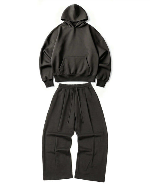 Ultra Heavy 520GSM Organic Hoodie+Baggy Pleat Sweats Volcanic Ash