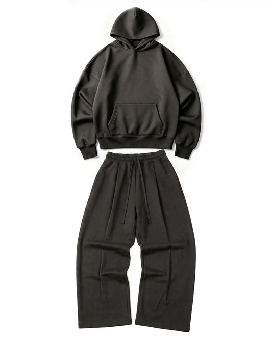 Ultra Heavy 520GSM Organic Hoodie+Baggy Pleat Sweats Volcanic Ash